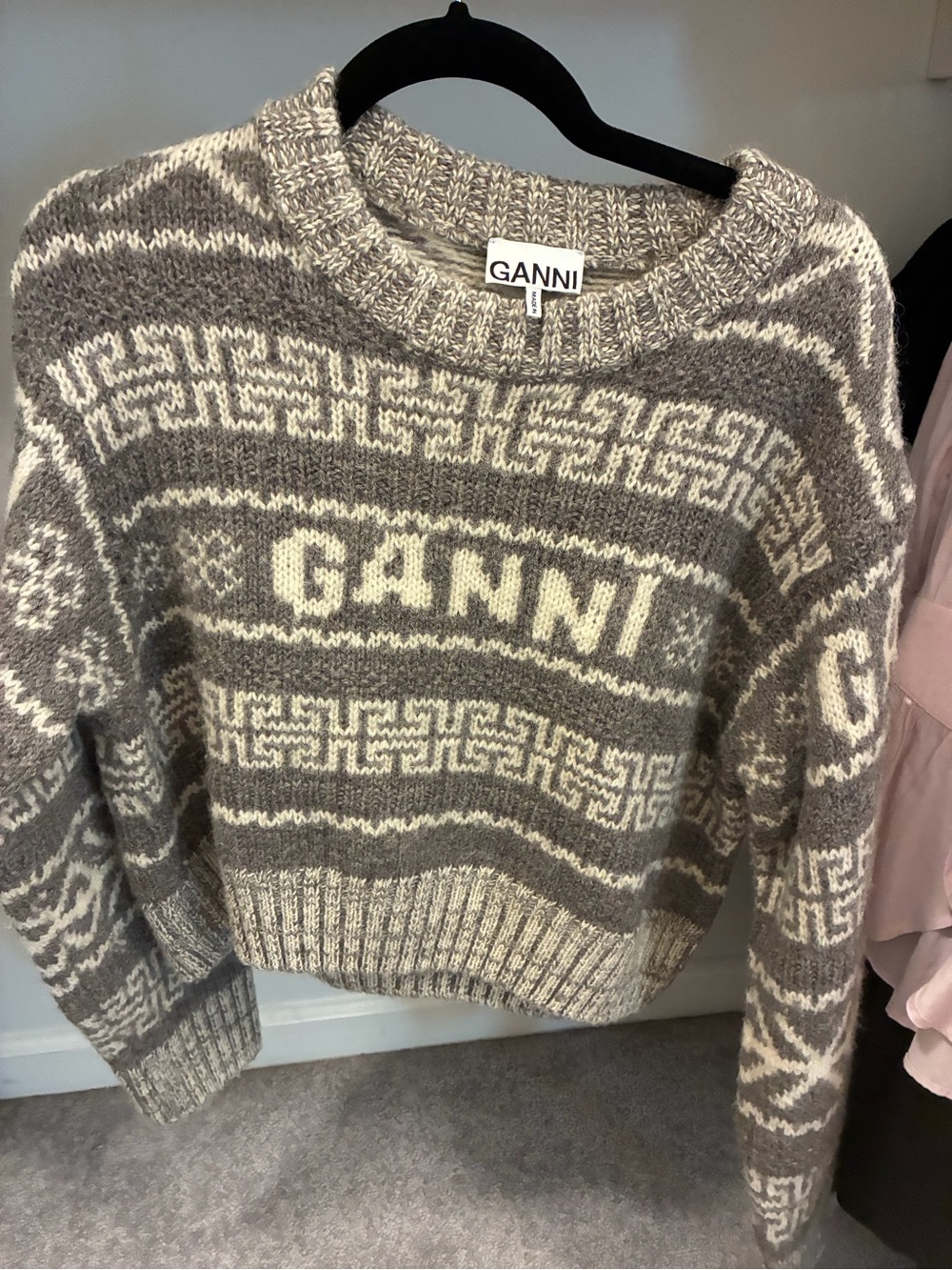 Ganni 100% Wool Cropped Sweater